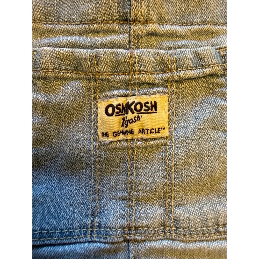 OshKosh B'gosh Overall Jumper Dress Toddler Blue White Excellent Gold Star Tutu
